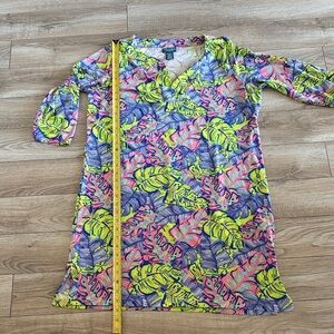 Caribbean Joe Tropical Leaf Print Dress